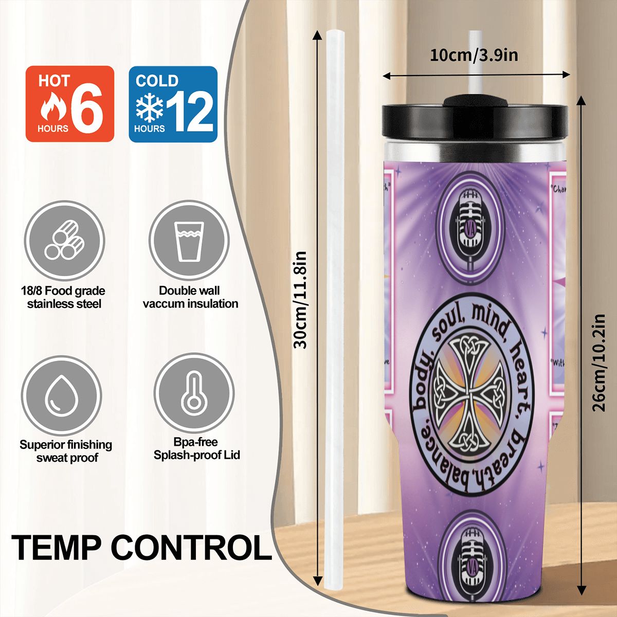 40oz Tumbler with Handle and Straw (Made in USA)