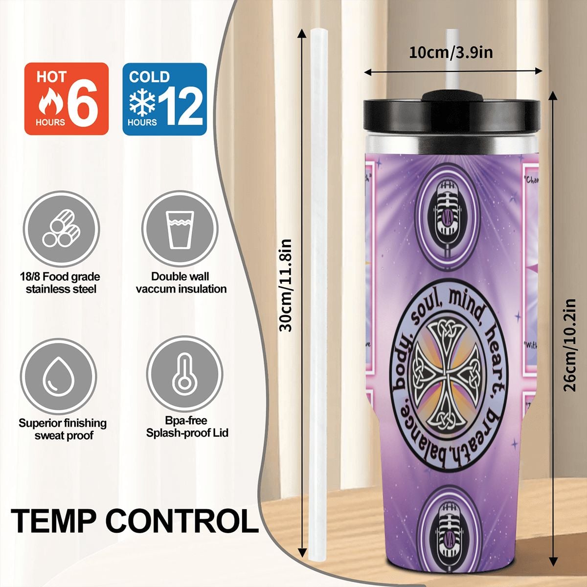 40oz Tumbler with Handle and Straw (Made in USA)