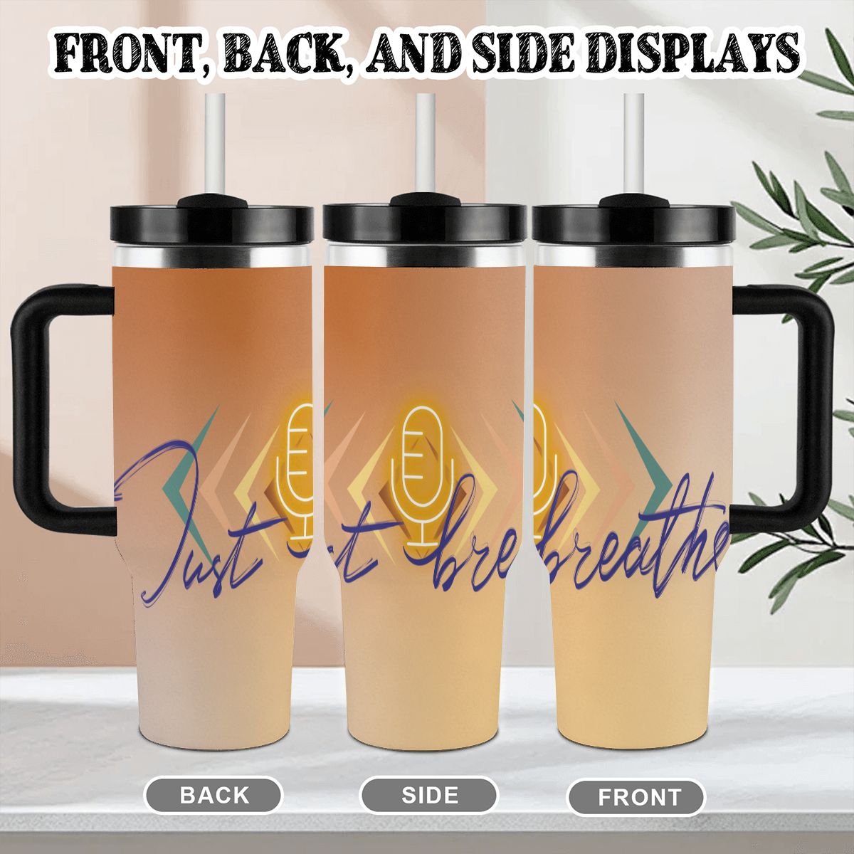 40oz Tumbler with Handle and Straw (Made in USA)