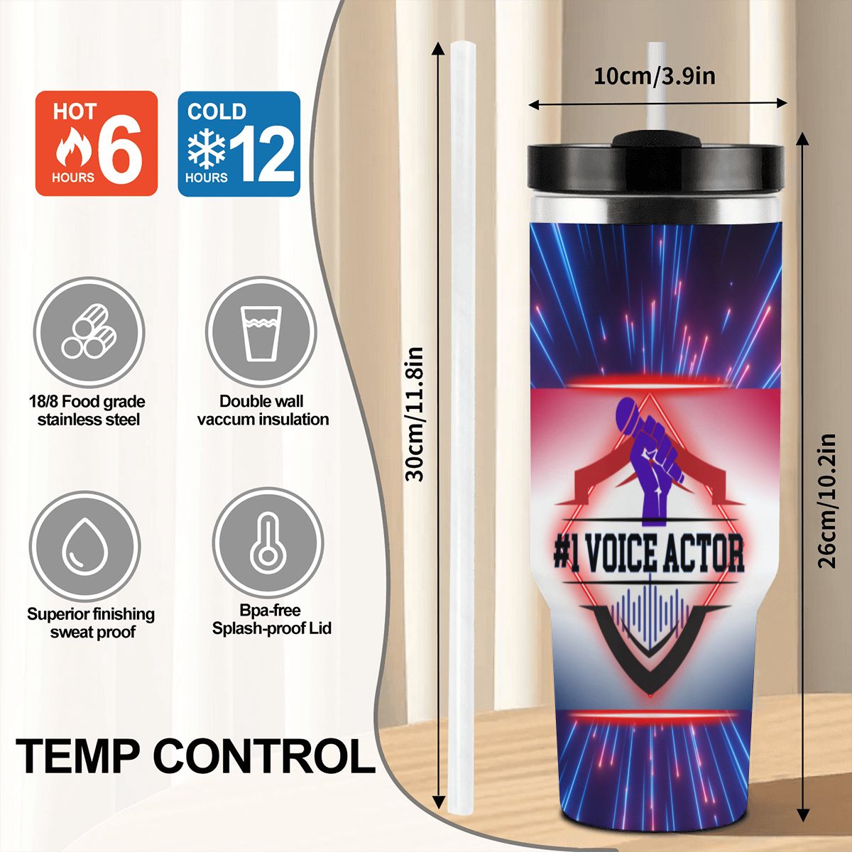40oz Tumbler with Handle and Straw (Made in USA)