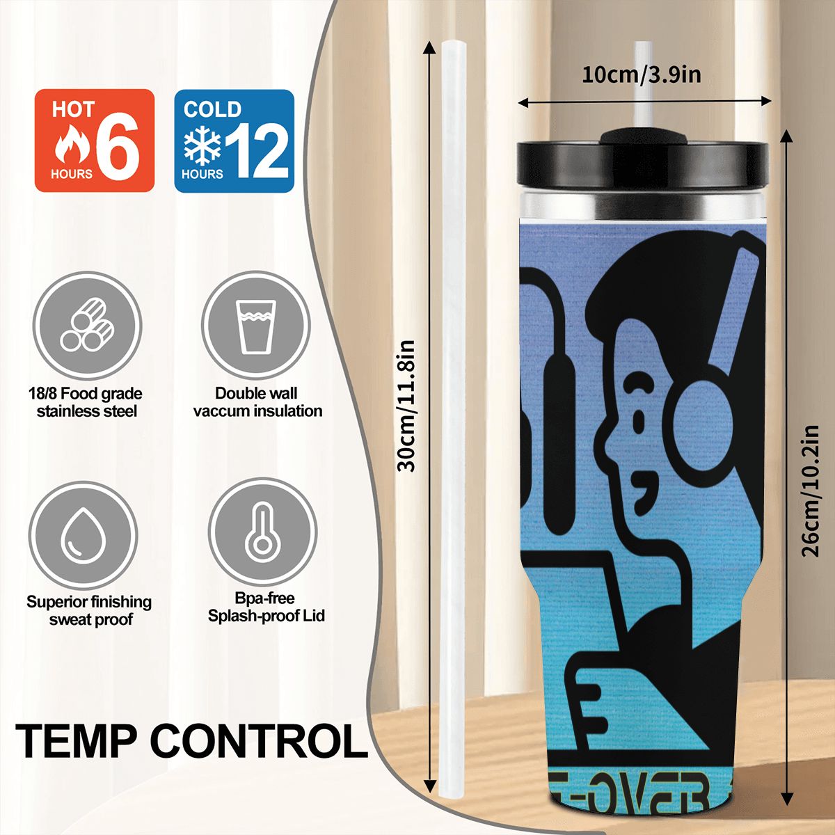 40oz Tumbler with Handle and Straw (Made in USA)