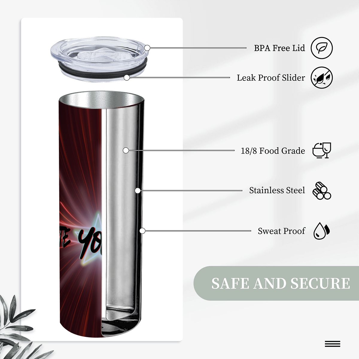 20oz Straight Stainless Steel Tumbler with Straw（Made in USA)