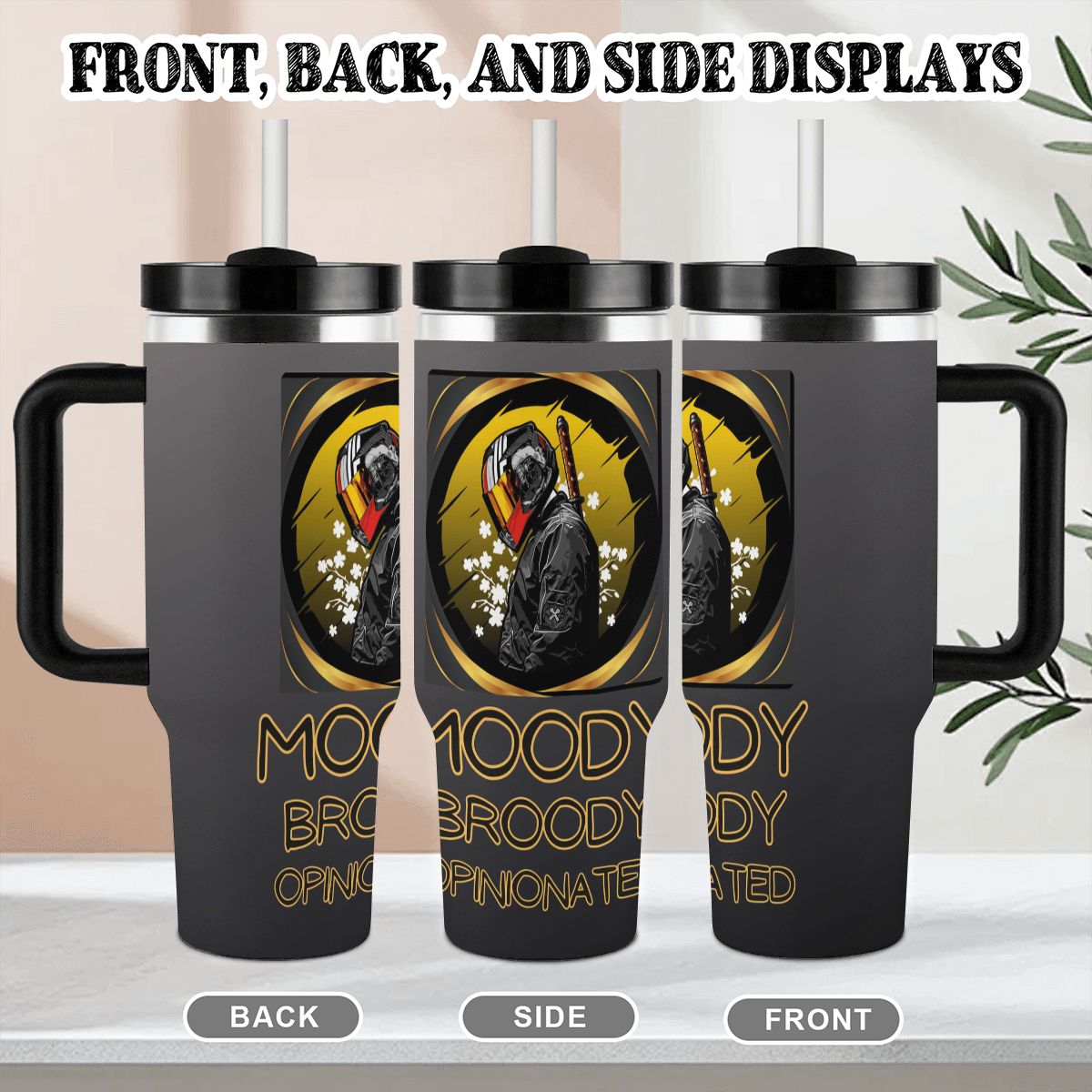 40oz Tumbler with Handle and Straw (Made in USA)