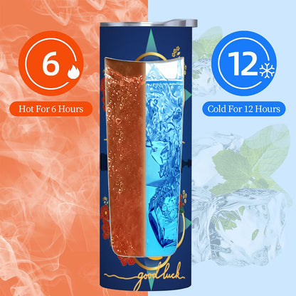 20oz Straight Stainless Steel Tumbler with Straw（Made in USA)