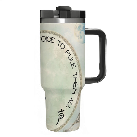 One Voice To Rule Them All: 40oz Stainless Steel Tumbler with Handle and Straw