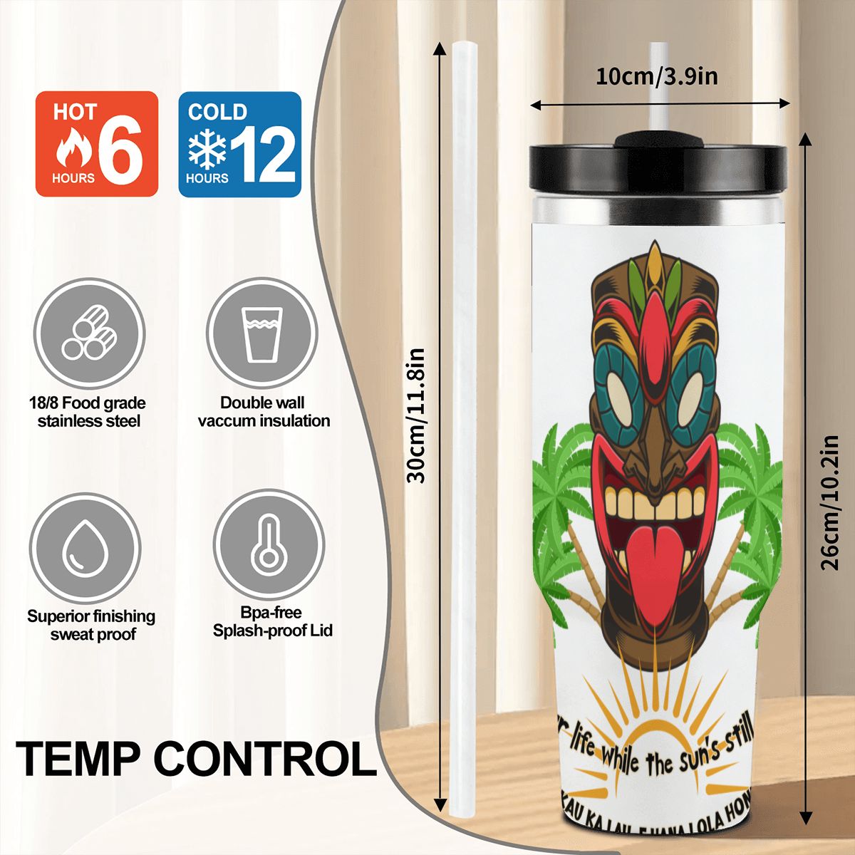 40oz Tumbler with Handle and Straw (Made in USA)