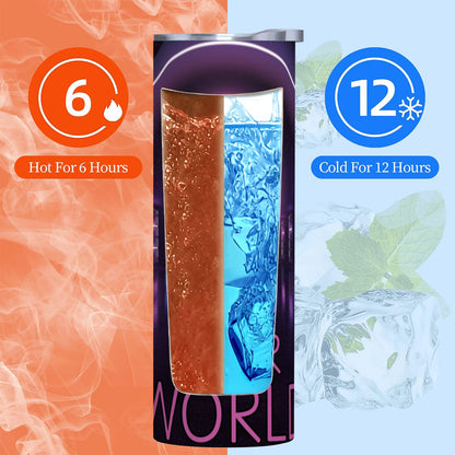 20oz Straight Stainless Steel Tumbler with Straw（Made in USA)