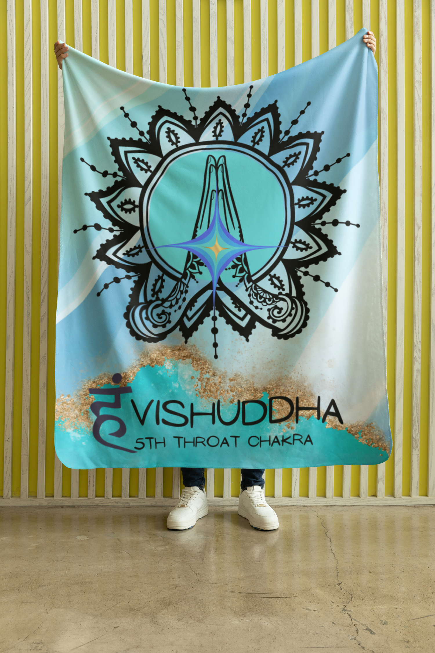 Yoga Zen Chakra Style: 5th Chakra Vishuddha Throw Blanket