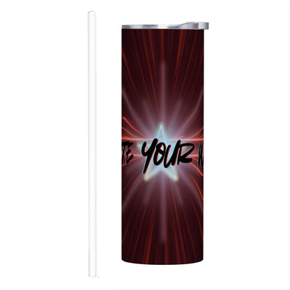 20oz Straight Stainless Steel Tumbler with Straw（Made in USA)