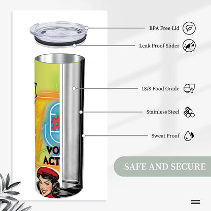 20oz Straight Stainless Steel Tumbler with Straw（Made in USA)
