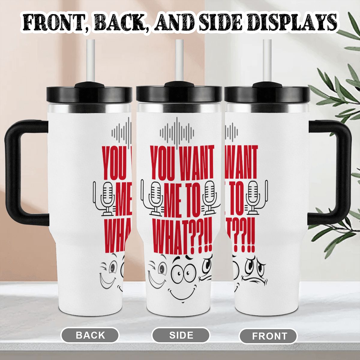 40oz Tumbler with Handle and Straw (Made in USA)