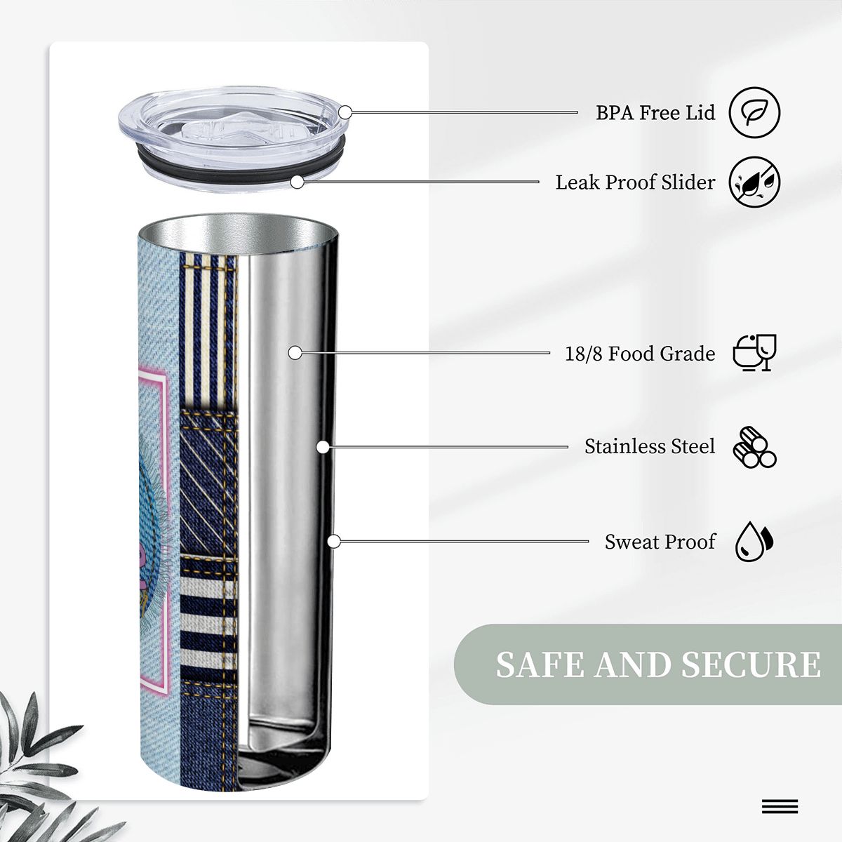 20oz Straight Stainless Steel Tumbler with Straw