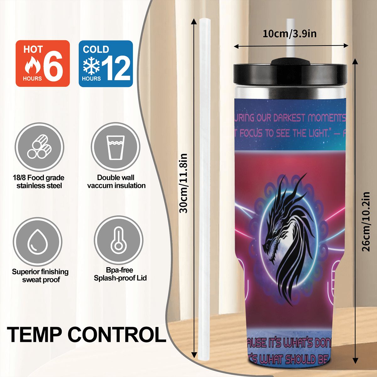 40oz Tumbler with Handle and Straw (Made in USA)