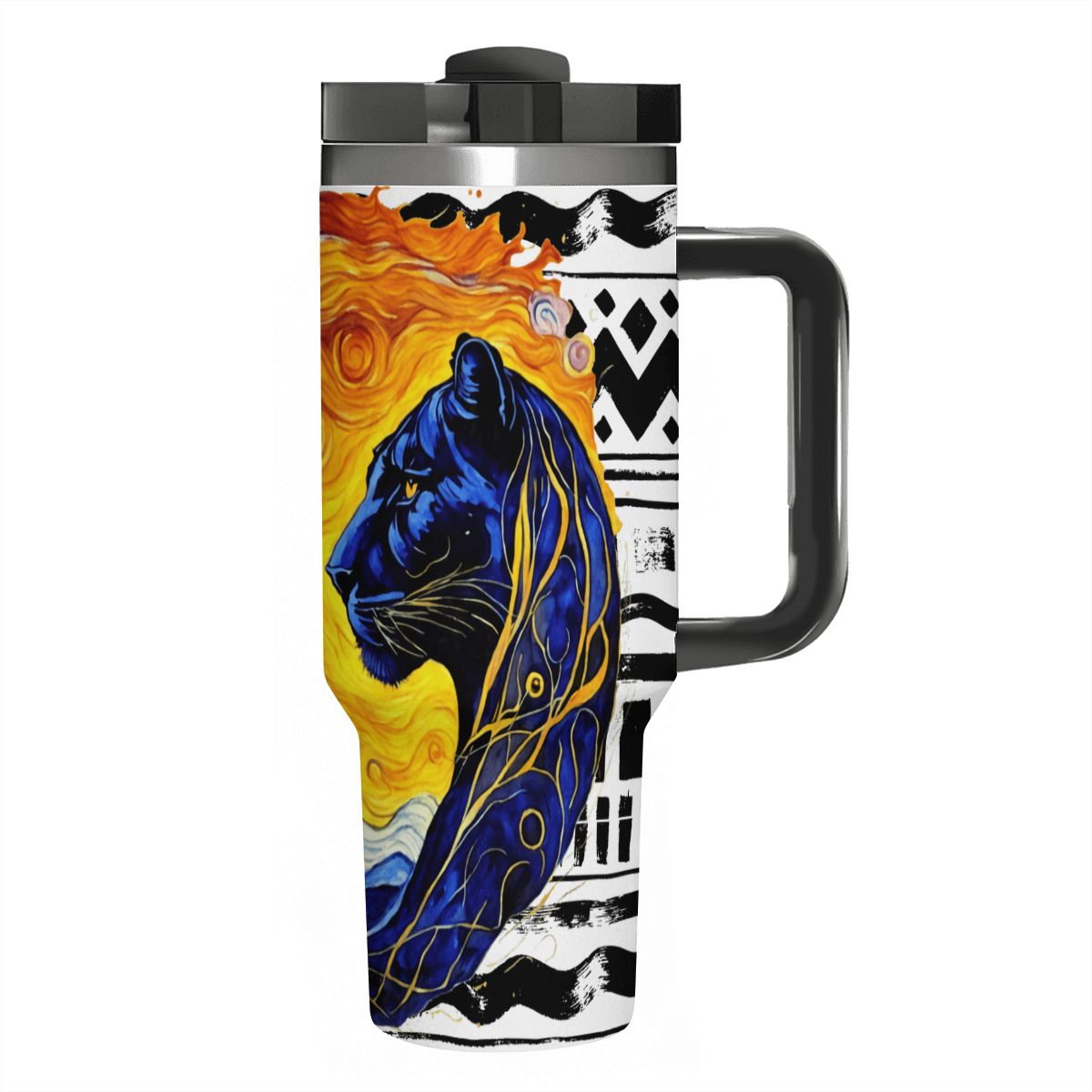 TOTEM MASCOT: JAGUAR: 40oz Tumbler with Handle and Straw