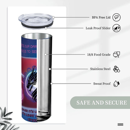 20oz Straight Stainless Steel Tumbler with Straw（Made in USA)