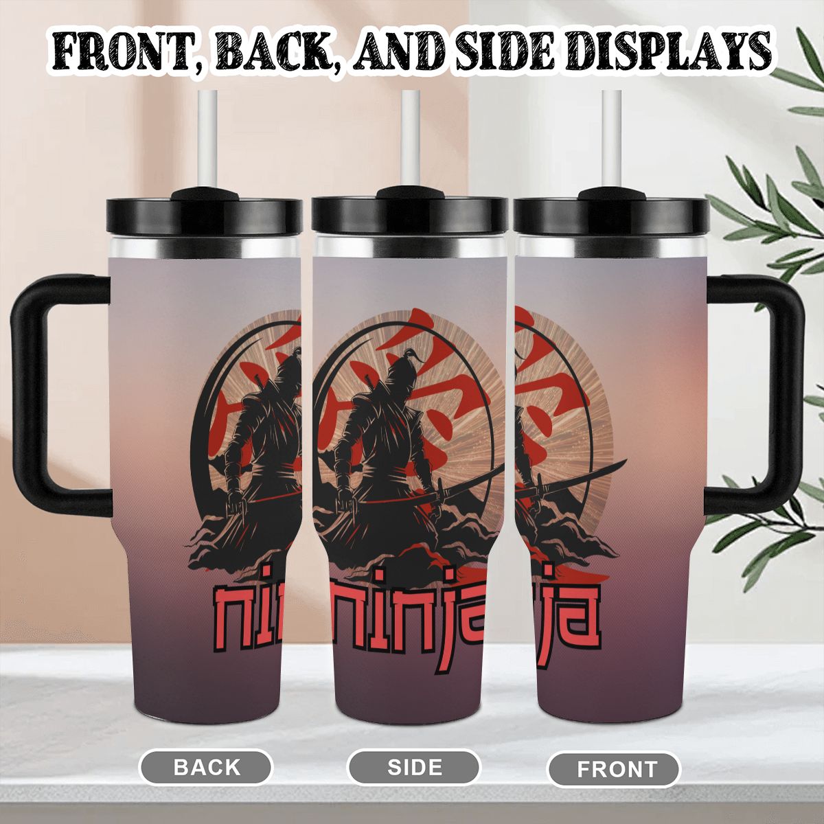 40oz Tumbler with Handle and Straw (Made in USA)