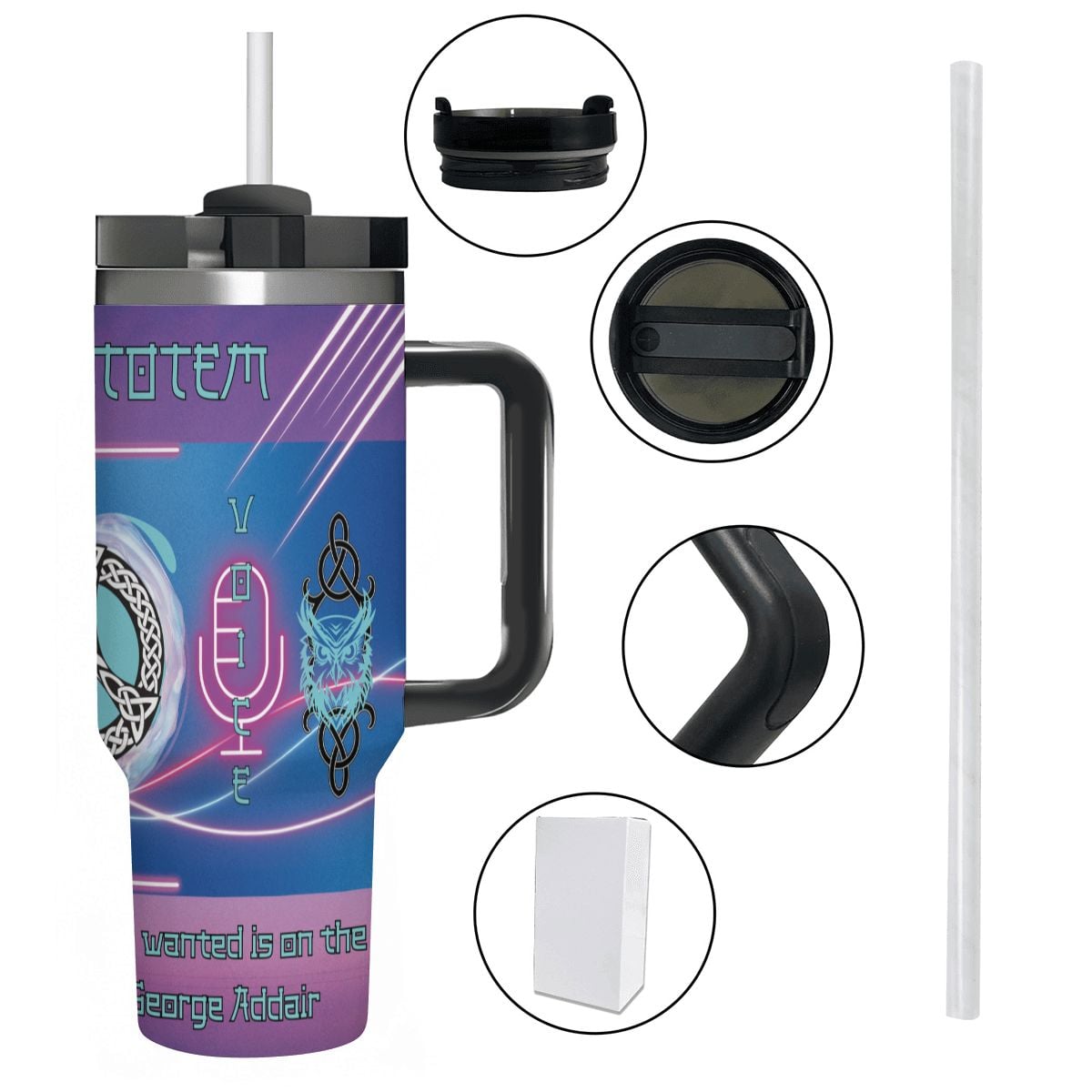 40oz Tumbler with Handle and Straw (Made in USA)