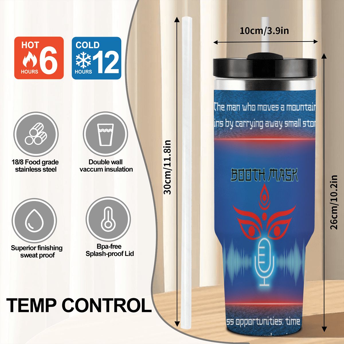 40oz Tumbler with Handle and Straw (Made in USA)