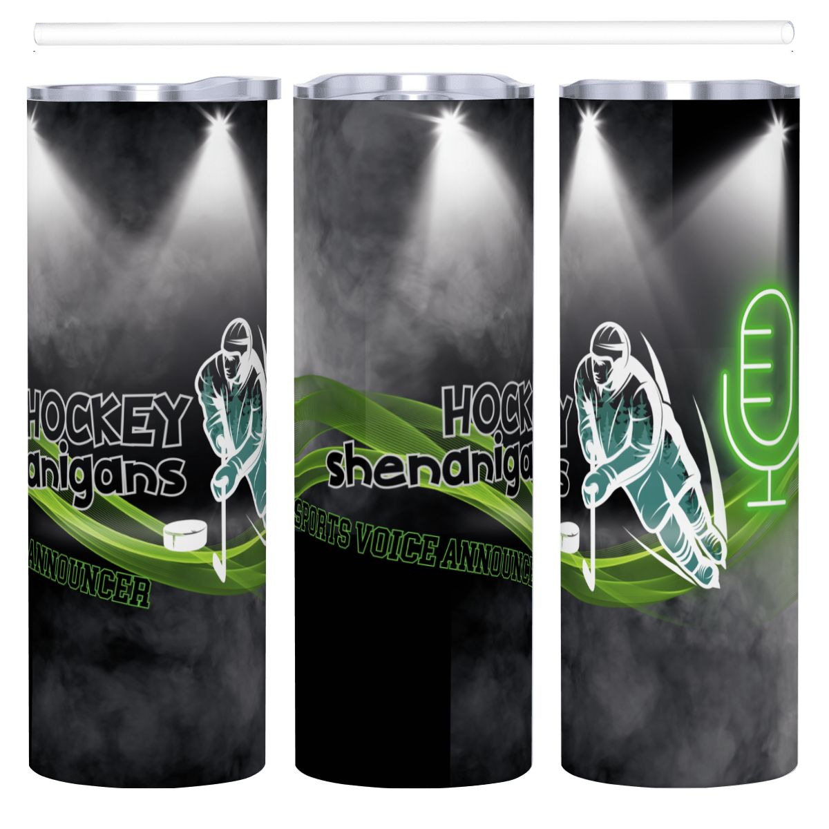 VOICE: HOCKEY STYLE: 20oz Straight Stainless Steel Tumbler with Straw