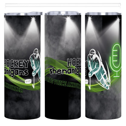 VOICE: HOCKEY STYLE: 20oz Straight Stainless Steel Tumbler with Straw