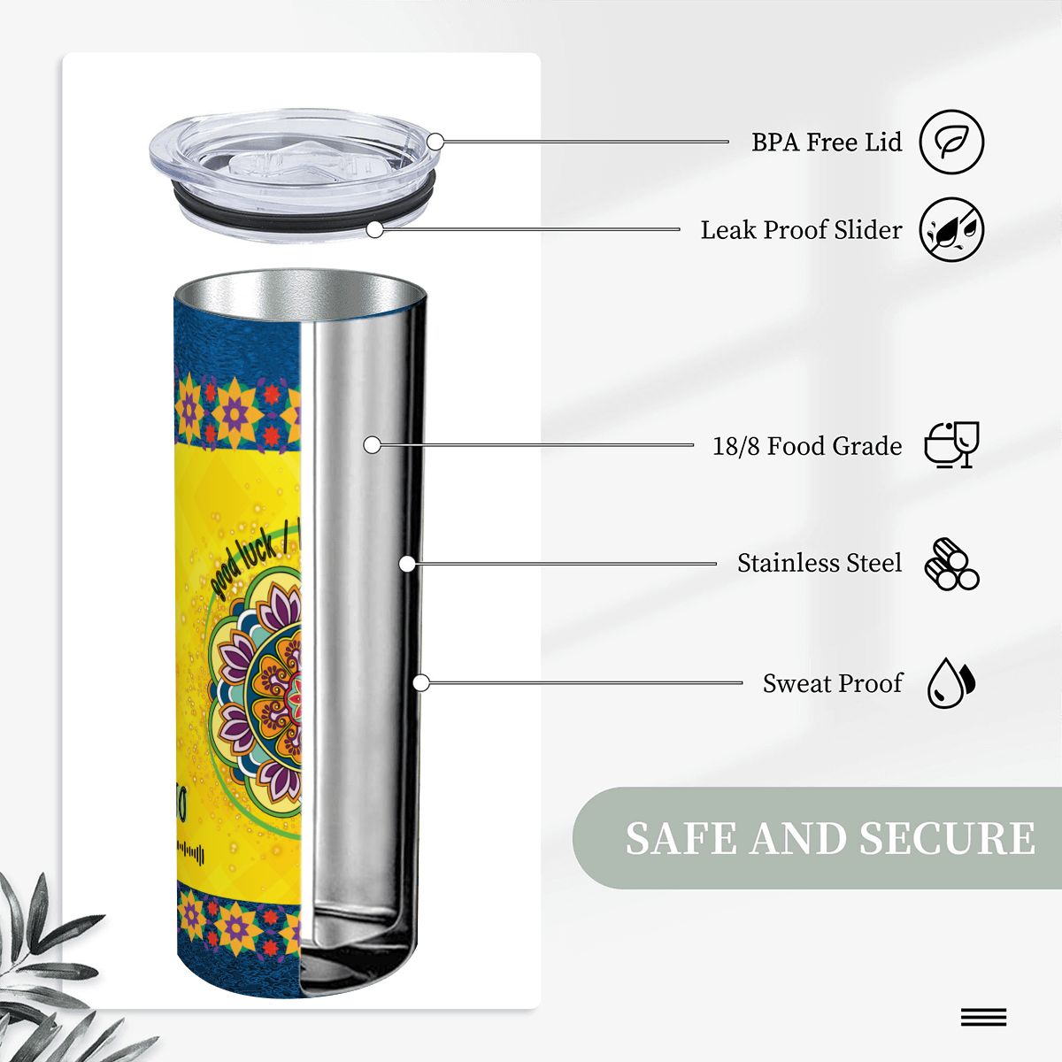 20oz Straight Stainless Steel Tumbler with Straw