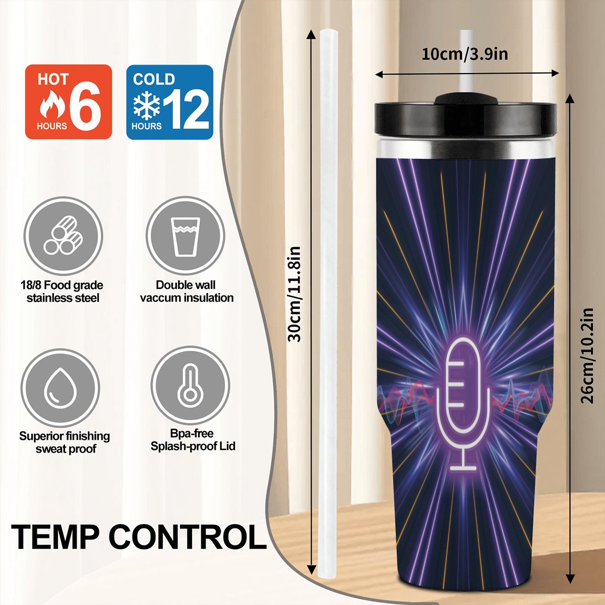 40oz Tumbler with Handle and Straw (Made in USA)