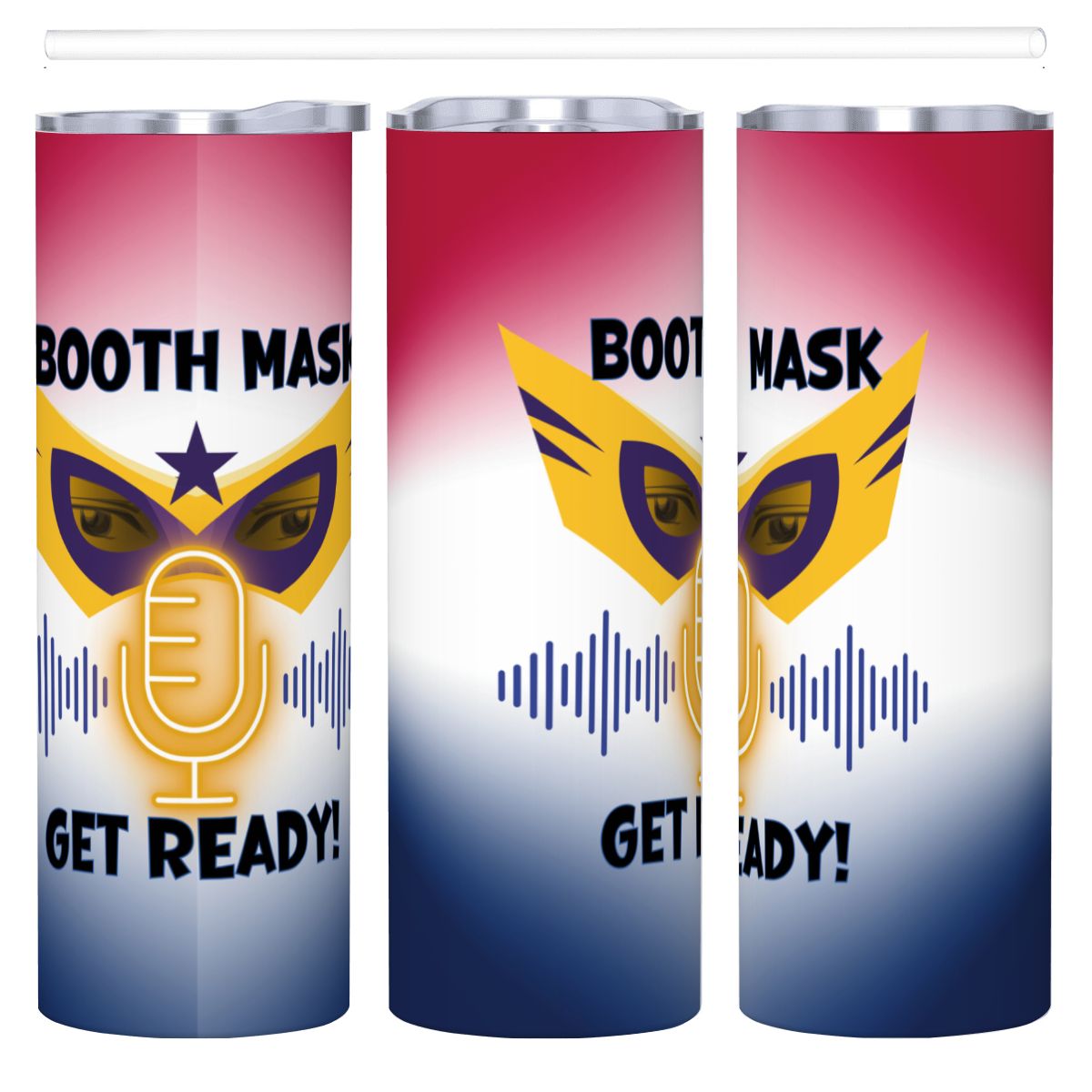 BOOTH MASK: SUPER HERO: 20oz Straight Stainless Steel Tumbler with Straw