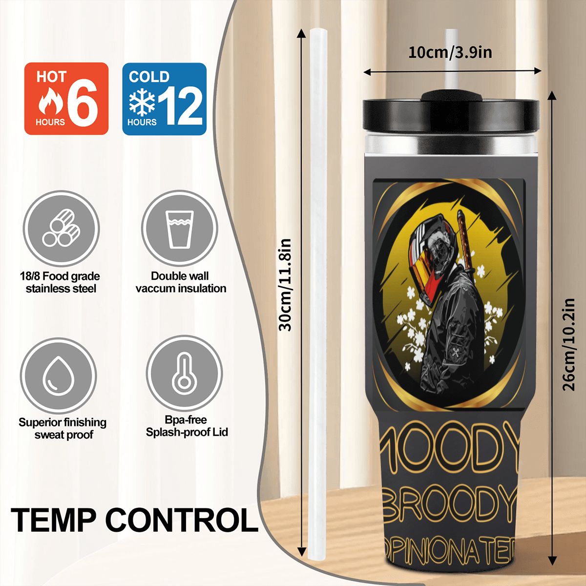 40oz Tumbler with Handle and Straw (Made in USA)