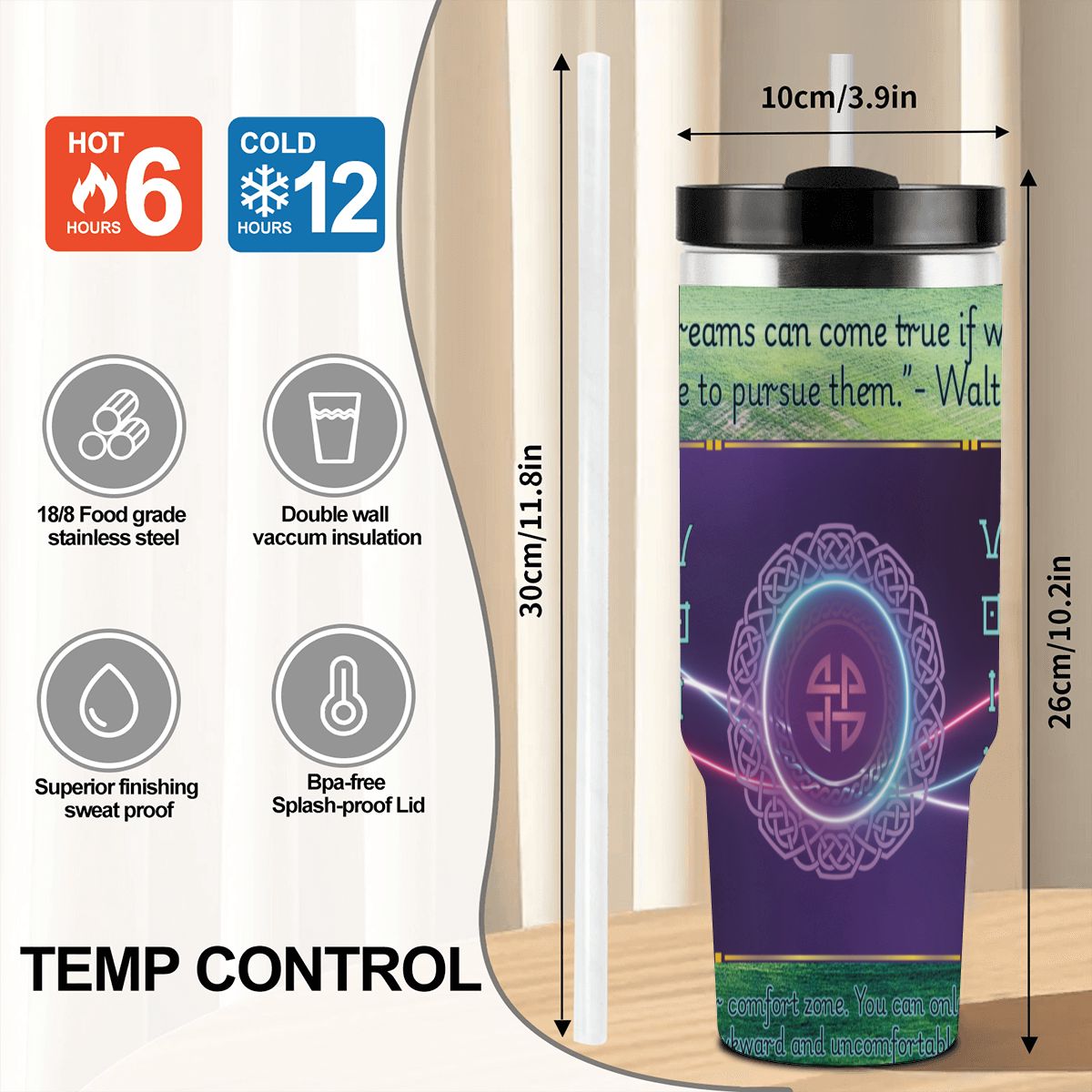40oz Tumbler with Handle and Straw (Made in USA)