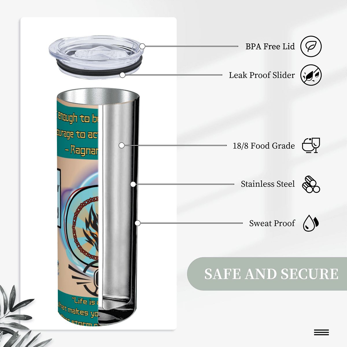20oz Straight Stainless Steel Tumbler with Straw（Made in USA)