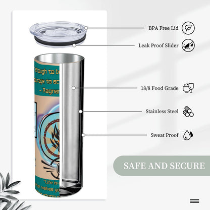20oz Straight Stainless Steel Tumbler with Straw（Made in USA)