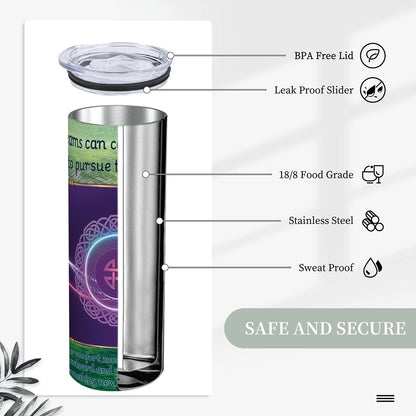 20oz Straight Stainless Steel Tumbler with Straw（Made in USA)