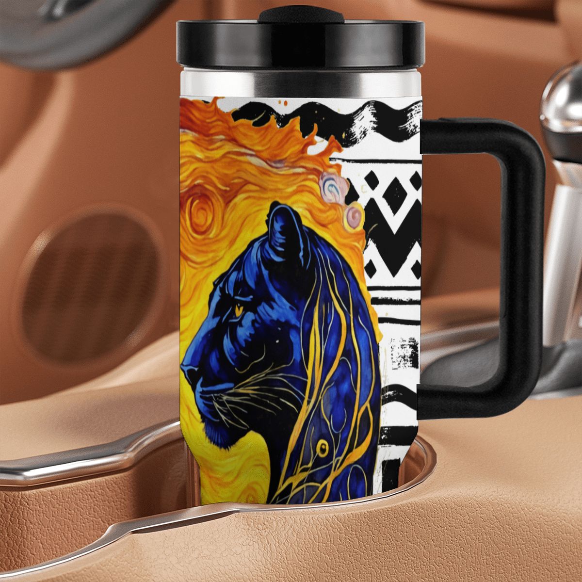 TOTEM MASCOT: JAGUAR: 40oz Tumbler with Handle and Straw