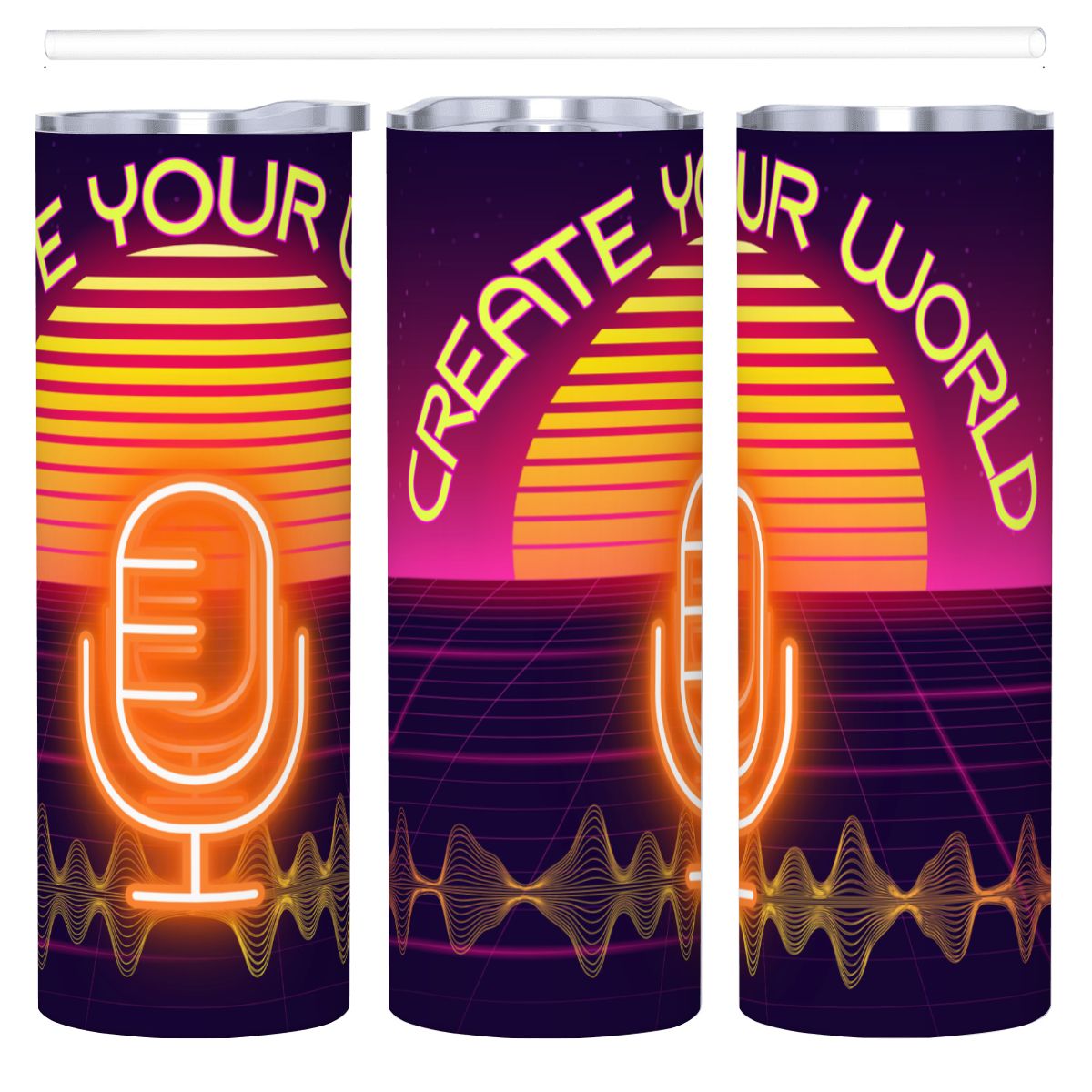20oz Straight Stainless Steel Tumbler with Straw