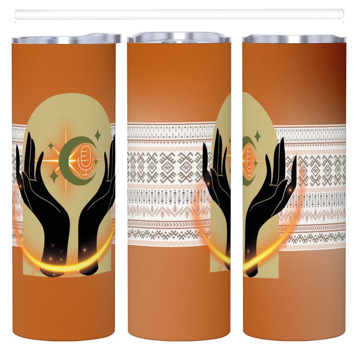 20oz Straight Stainless Steel Tumbler with Straw（Made in USA)