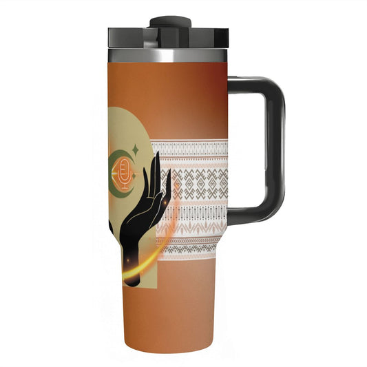 MOTIVATIONAL: INDIA STYLE: 40oz Tumbler with Handle and Straw