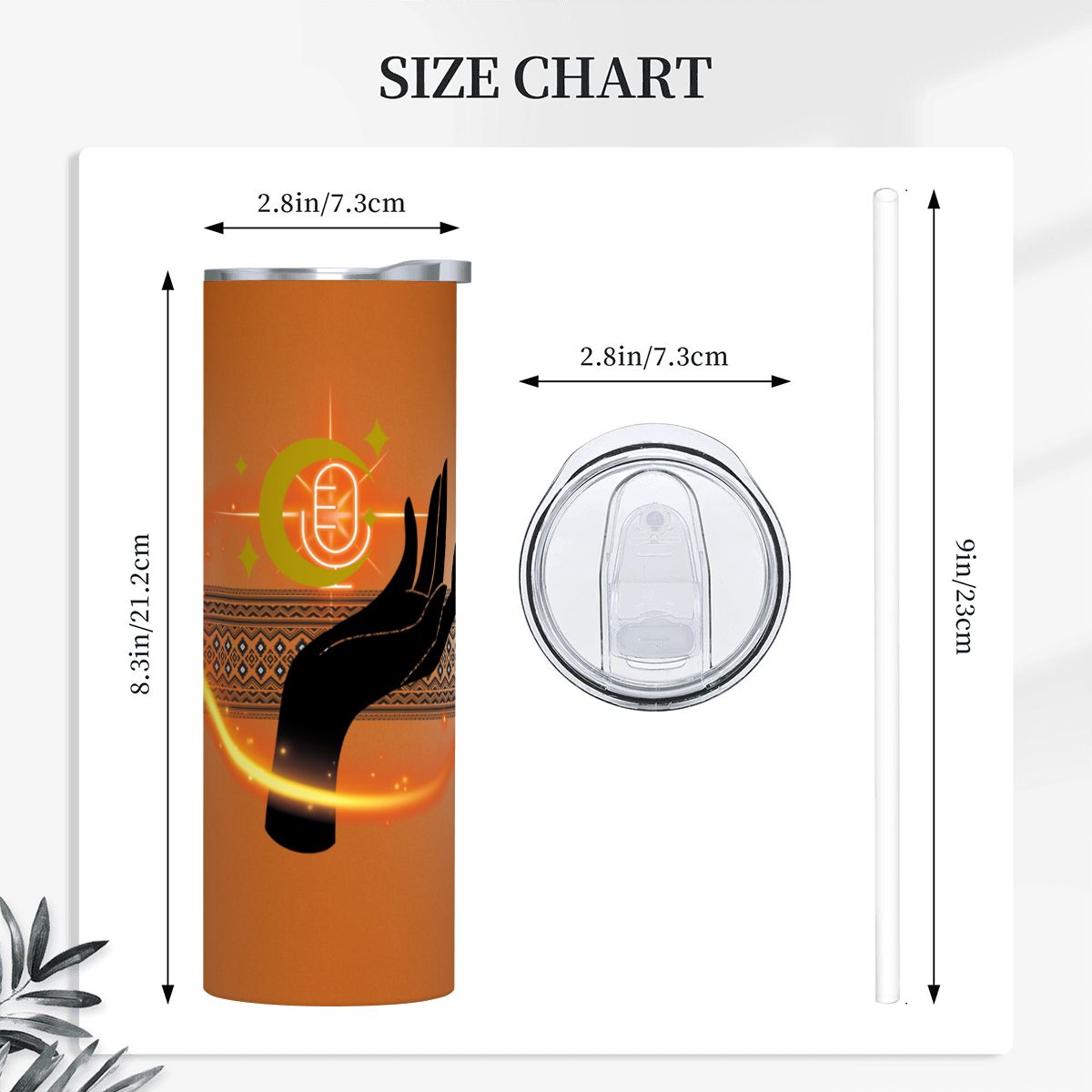 20oz Straight Stainless Steel Tumbler with Straw