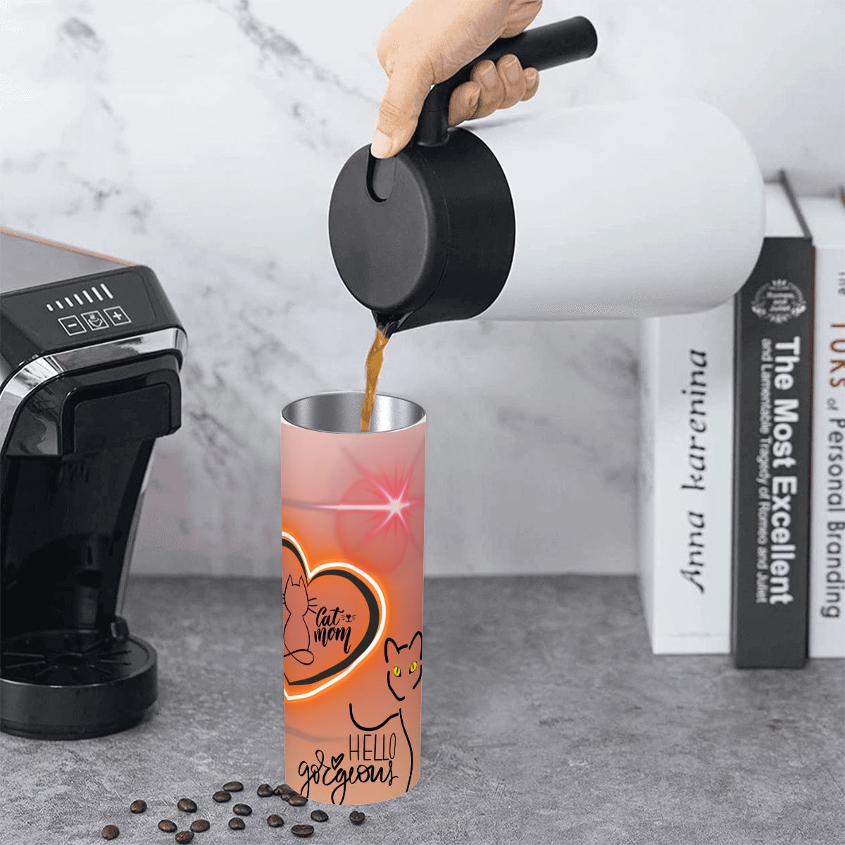 20oz Straight Stainless Steel Tumbler with Straw