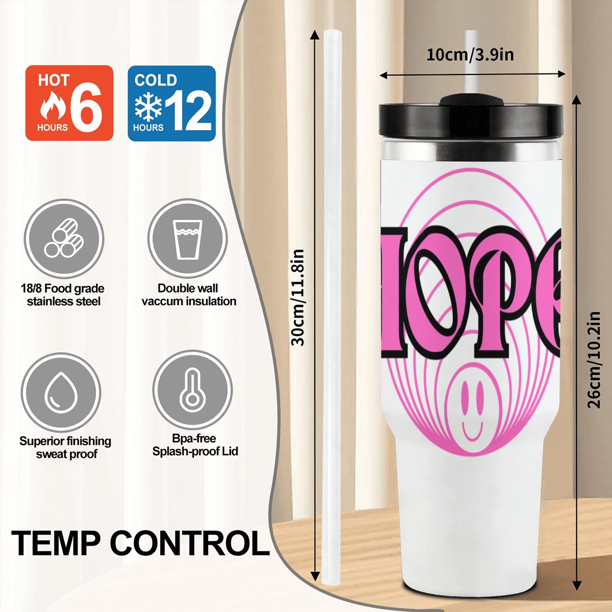 40oz Tumbler with Handle and Straw (Made in USA)