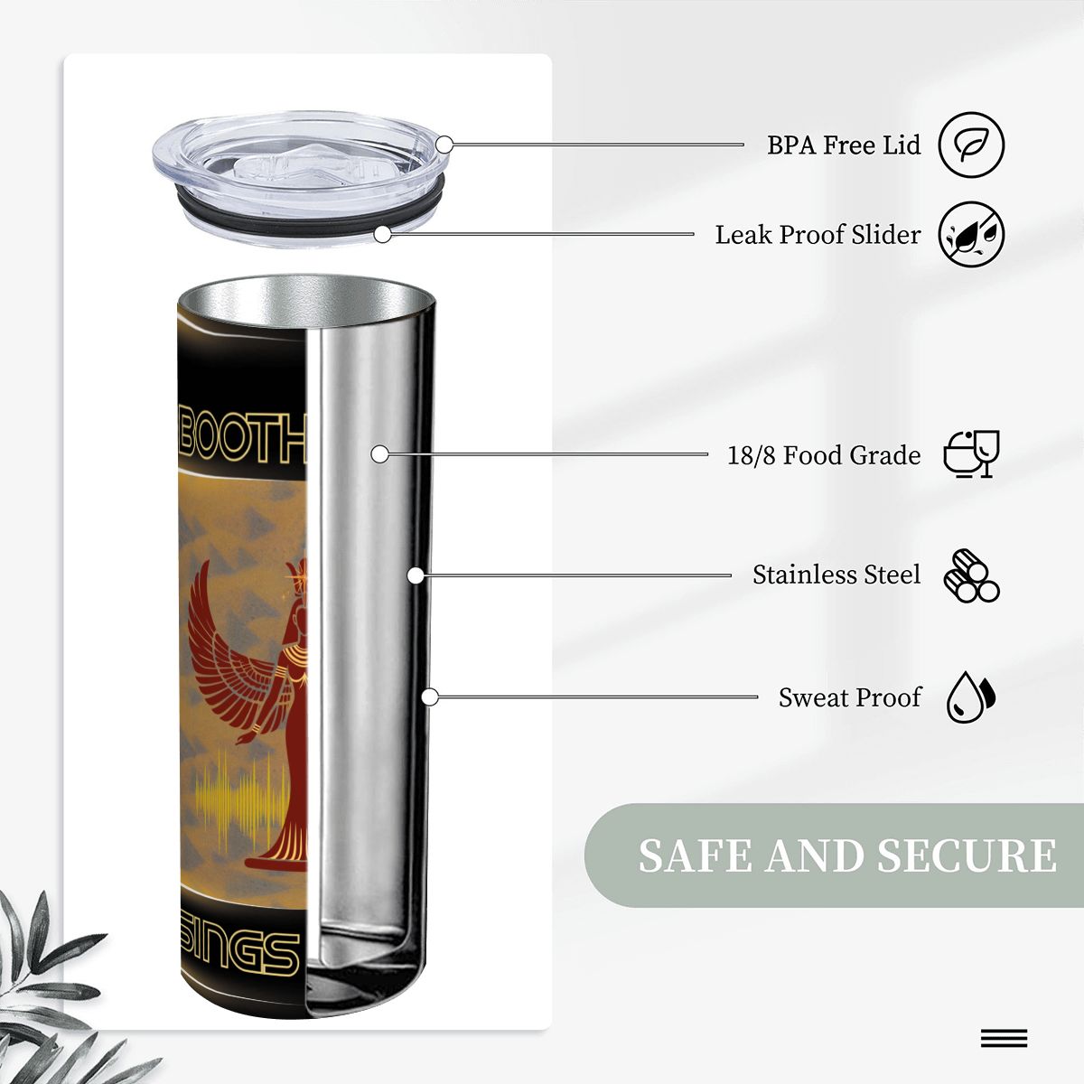 20oz Straight Stainless Steel Tumbler with Straw（Made in USA)