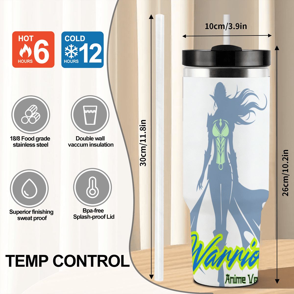 40oz Tumbler with Handle and Straw (Made in USA)