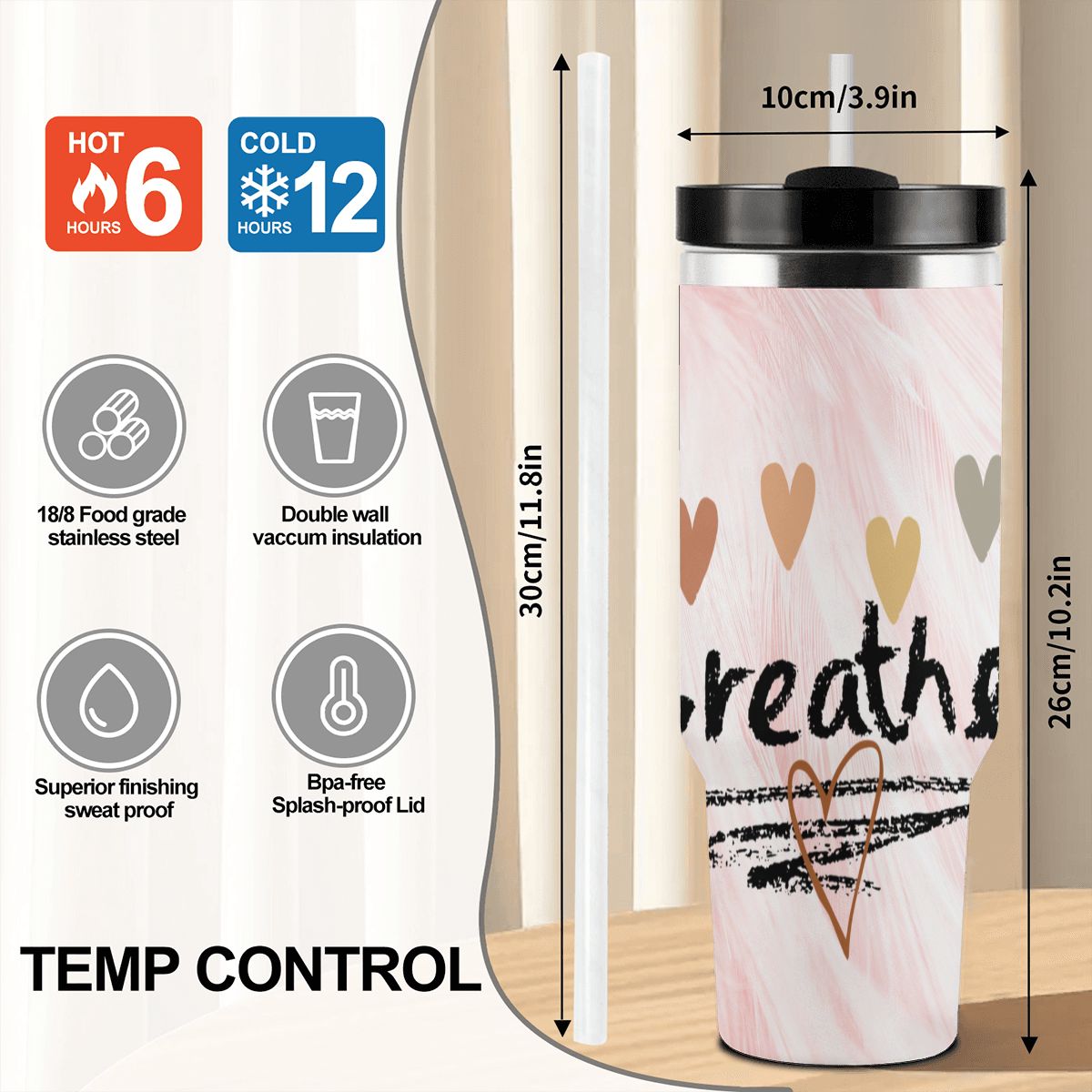 40oz Tumbler with Handle and Straw (Made in USA)