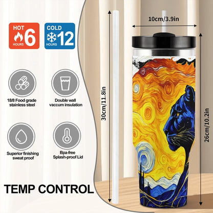 TOTEM MASCOT: JAGUAR: 40oz Tumbler with Handle and Straw