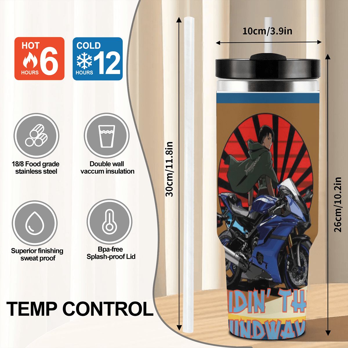 40oz Tumbler with Handle and Straw (Made in USA)