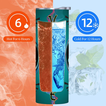 20oz Straight Stainless Steel Tumbler with Straw（Made in USA)