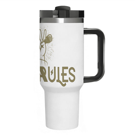 VA RULES: 40oz Tumbler with Handle and Straw