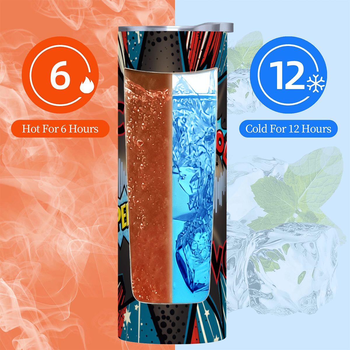 20oz Straight Stainless Steel Tumbler with Straw（Made in USA)