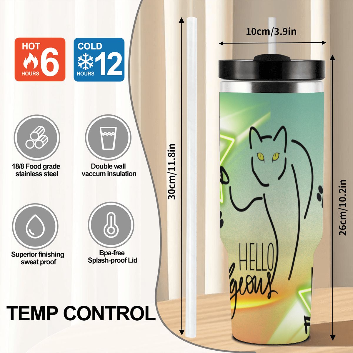 40oz Tumbler with Handle and Straw (Made in USA)
