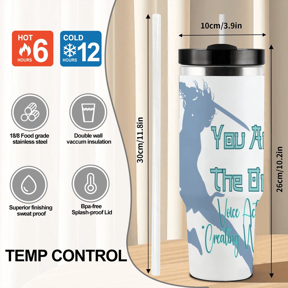 40oz Tumbler with Handle and Straw (Made in USA)