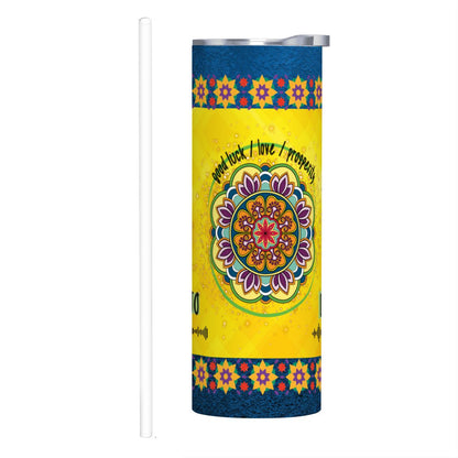 20oz Straight Stainless Steel Tumbler with Straw